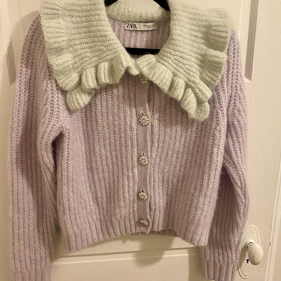 Zara Combination Bib Collar Knit Cardigan - Picture 6 of 10